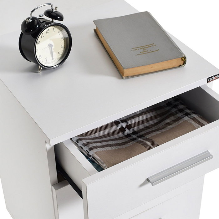 Hanah Home Mesita de Noche Kmd-530-Bb-1 Blanca 3 Cajones
